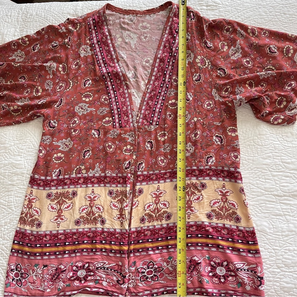 Knox Rose Boho Kimono Cover Up Womens Rose/Cream XL - Picture 5 of 12